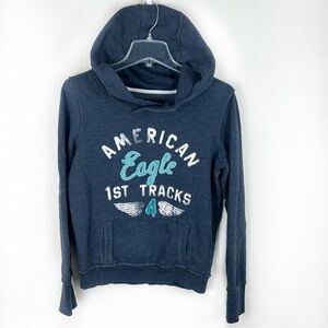 Vintage Y2K American Eagle Hoodie Womens Blue Medium